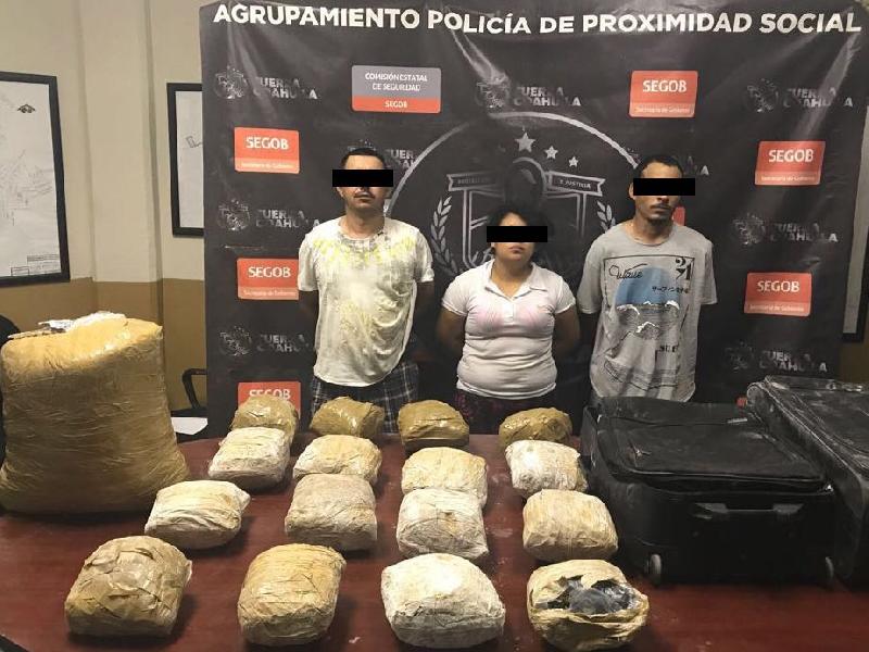 Aseguran 150 kilos de marihuana y un arma de fuego en Piedras Negras y la Región Carbonífera