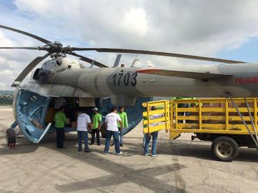 Tres heridos deja desplome de helicóptero con víveres para Chiapas