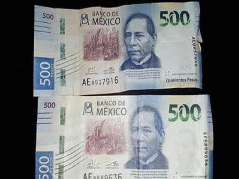 Pagan con billete de 500 pesos falso en tienda de abarrotes