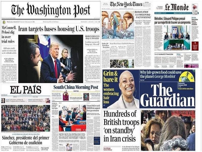 Ataque a bases de EU en Ir&aacute;n acapara portadas en el mundo