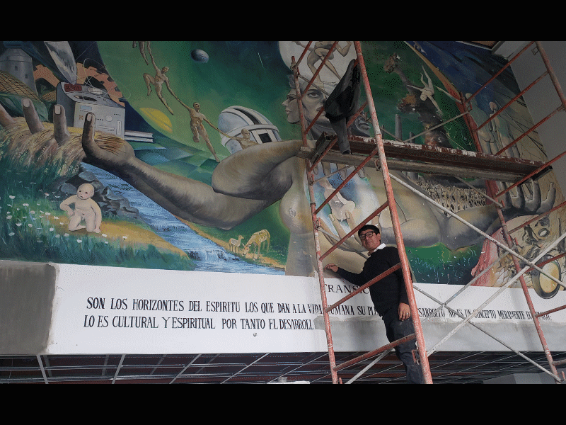 Avanza restauración de mural en la Casa de la Cultura