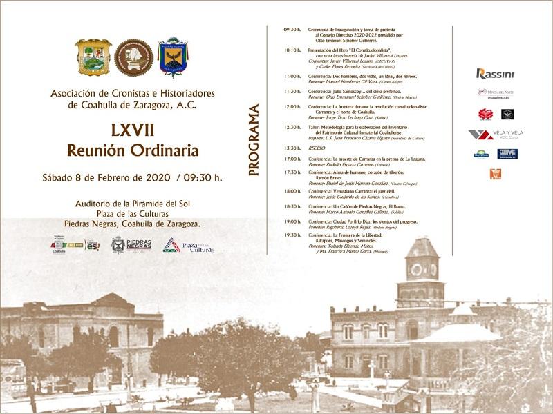 Asociaci&oacute;n de Cronistas e Historiadores de Coahuila realizar&aacute; su reuni&oacute;n ordinaria en Piedras Negras