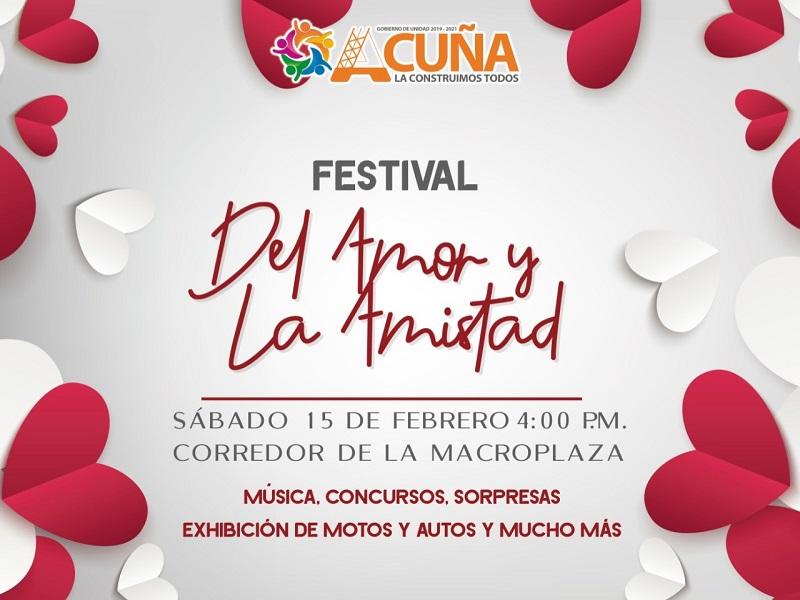 Invitan al Festival del Amor y la Amistad en Acuña, será este sábado