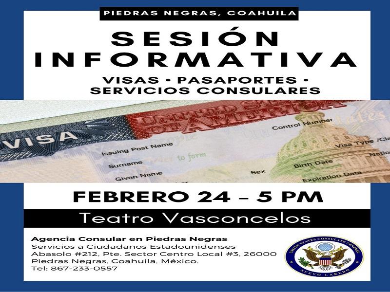 Preparan sesión informativa para el trámite de visas en Piedras Negras