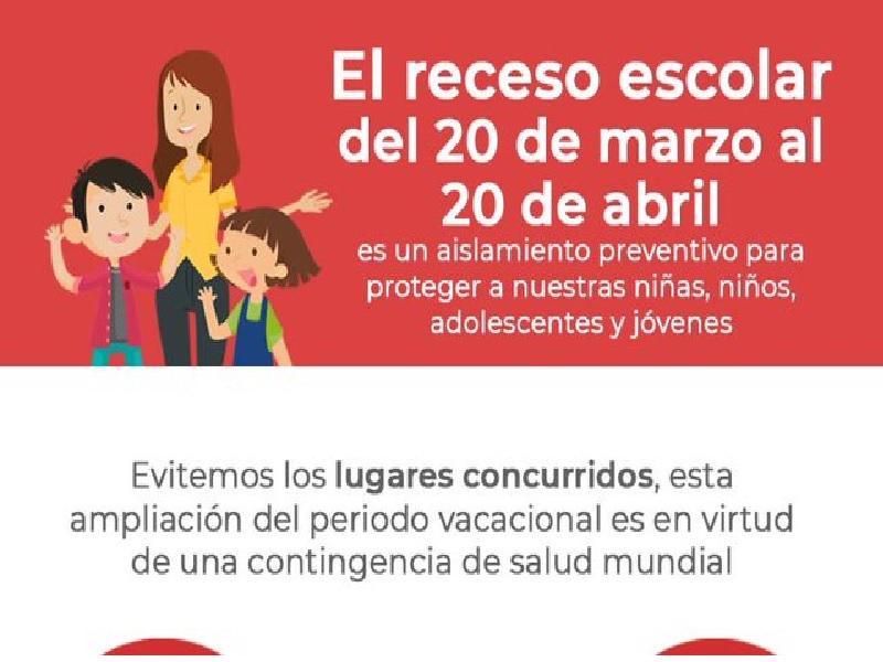 Aclaran que receso escolar es para aislarse y protegerse, no para salir a divertirse