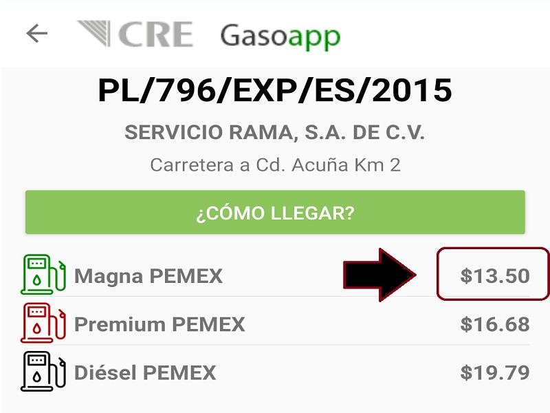 Aumentó 51 centavos la gasolina en Piedras Negras