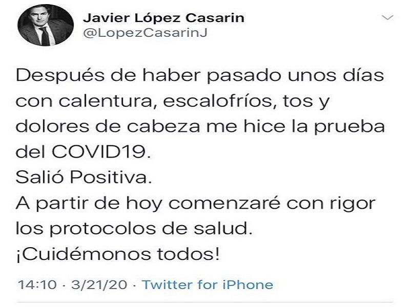 Cercano a Ebrard da positivo a Covid-19; confirma en tuit y luego lo borra