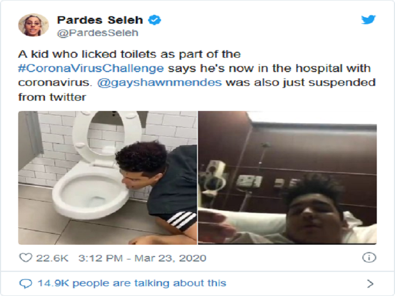 Da positivo a Covid-19 influencer que lami&oacute; una taza de inodoro