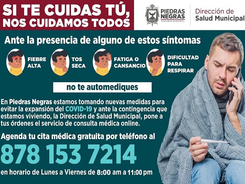 Aumentan llamadas para consultas m&eacute;dicas sobre COVID-19 en Piedras Negras