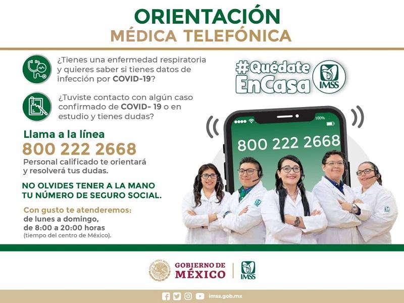 Emprende IMSS estrategia de Orientaci&oacute;n M&eacute;dica Telef&oacute;nica para atender dudas sobre el COVID-19
