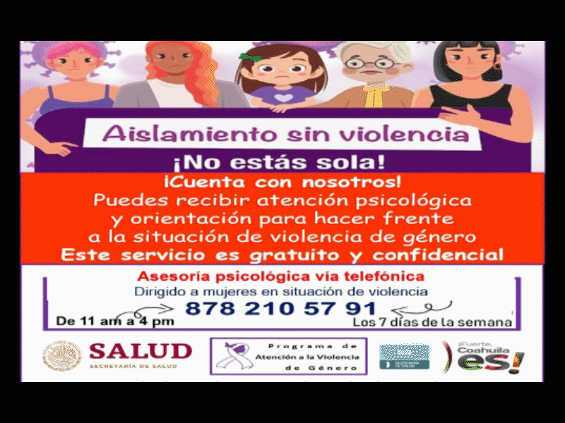 Brindarán apoyo psicoemocional a víctimas de violencia familiar vía telefónica 