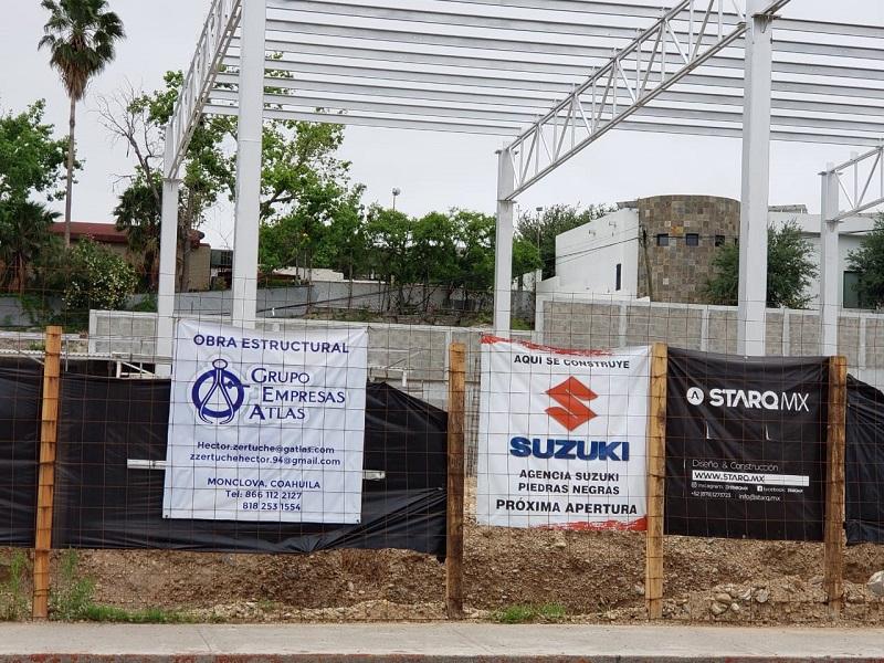 Avanza construcción de la nueva agencia Suzuki en Piedras Negras