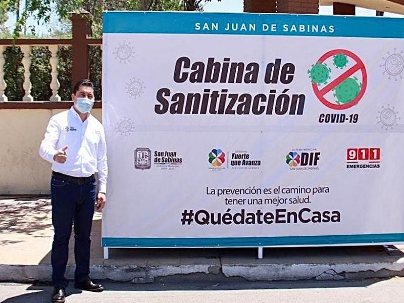 Instalan cabinas de sanitizaci&oacute;n en Nueva Rosita