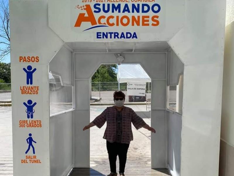 Instalan t&uacute;nel sanitizante en el Hospital Regional de Allende