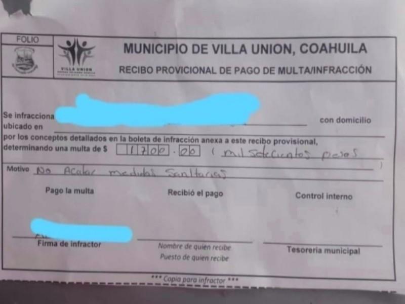 Aplican en Villa Unión la primera multa por viajar más de 2 personas en un auto, fue de mil 700 pesos