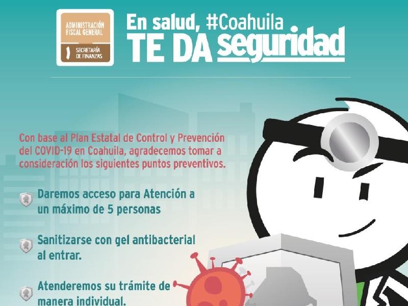 Piden realizar tr&aacute;mites desde el hogar y evitar acudir a oficinas de Recaudaci&oacute;n en Coahuila