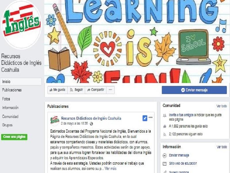Fortalece Coahuila clases de inglés para alumnos de primaría vía Facebook