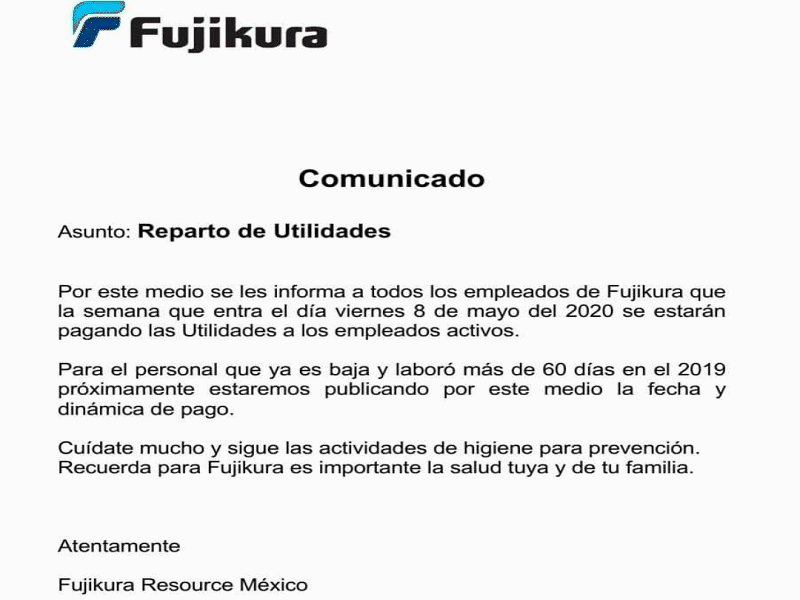 Fujikura reparte hoy las utilidades a casi 5 mil trabajadores