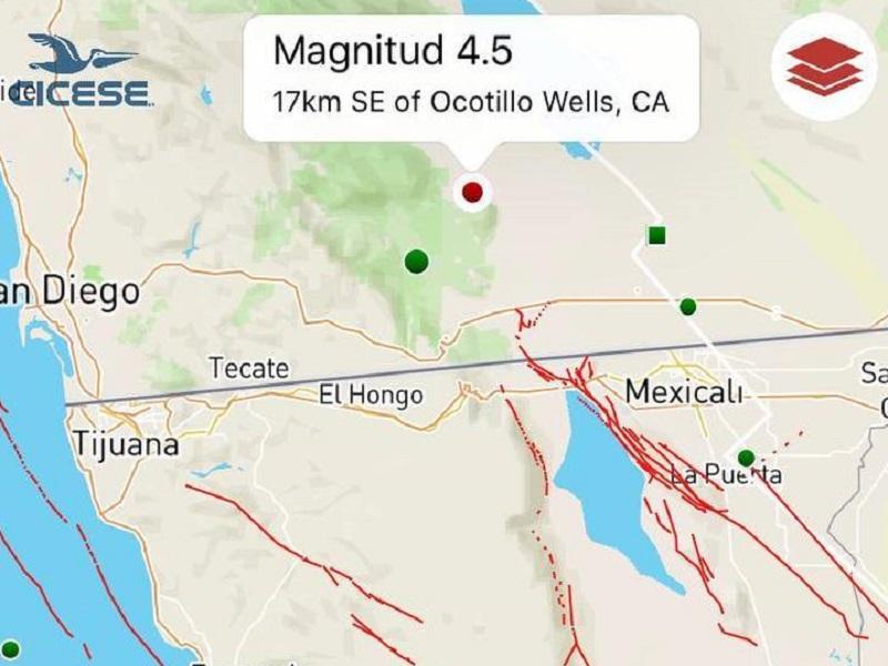 Se registra sismo de magnitud 5 en Tecate, Baja California
