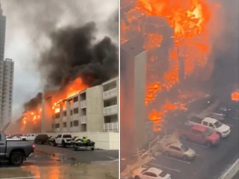 Arrasa incendio con hotel y condominios en la Isla del Padre (video)