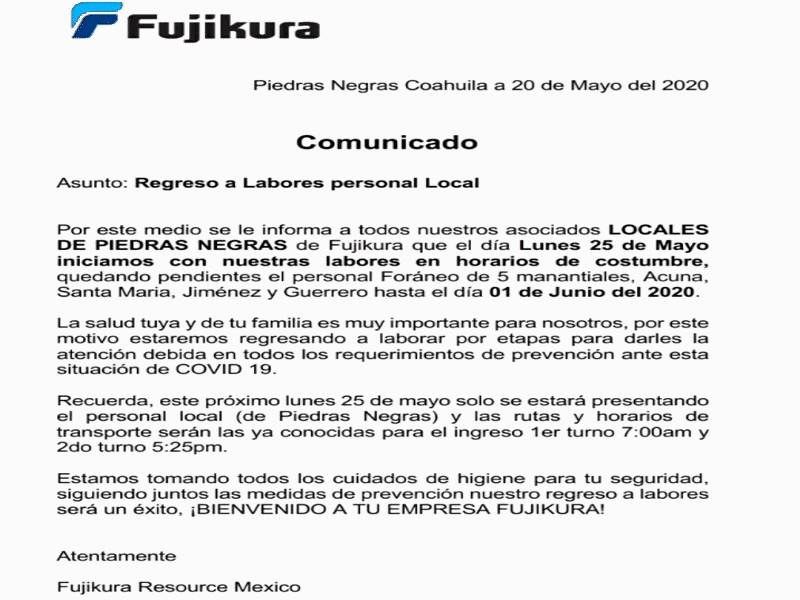 Oficializa Fujikura su regreso el lunes 25 de mayo y en junio los for&aacute;neos 