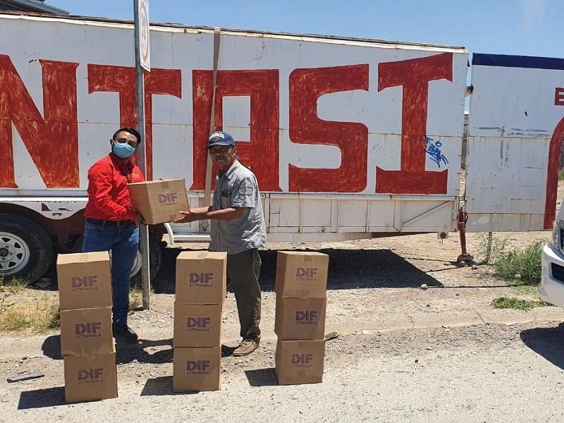 Lleva DIF Coahuila apoyo alimentario a familias circenses