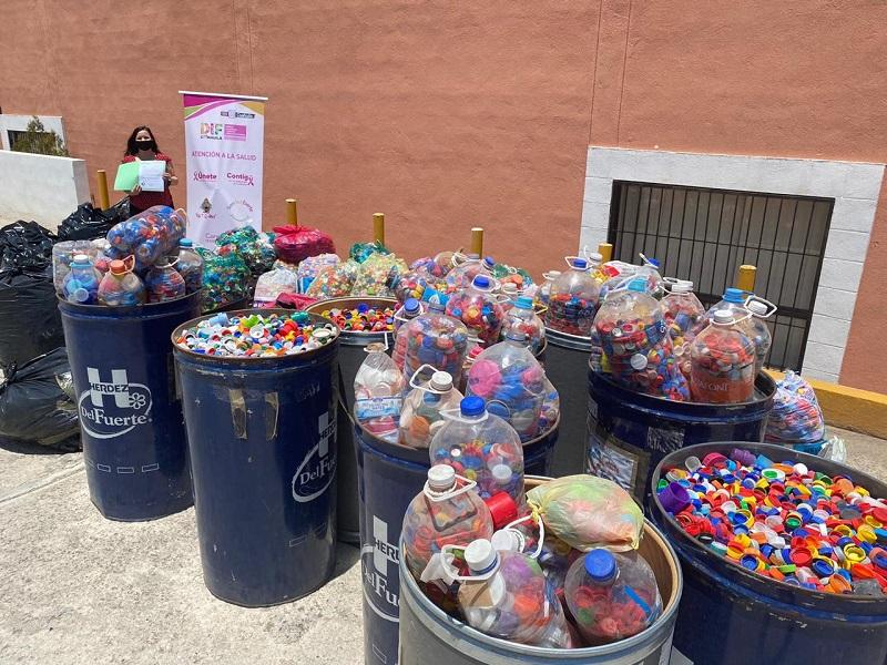 Recaba Coahuila 5 toneladas de taparroscas de plástico para ayudar a niños con cáncer