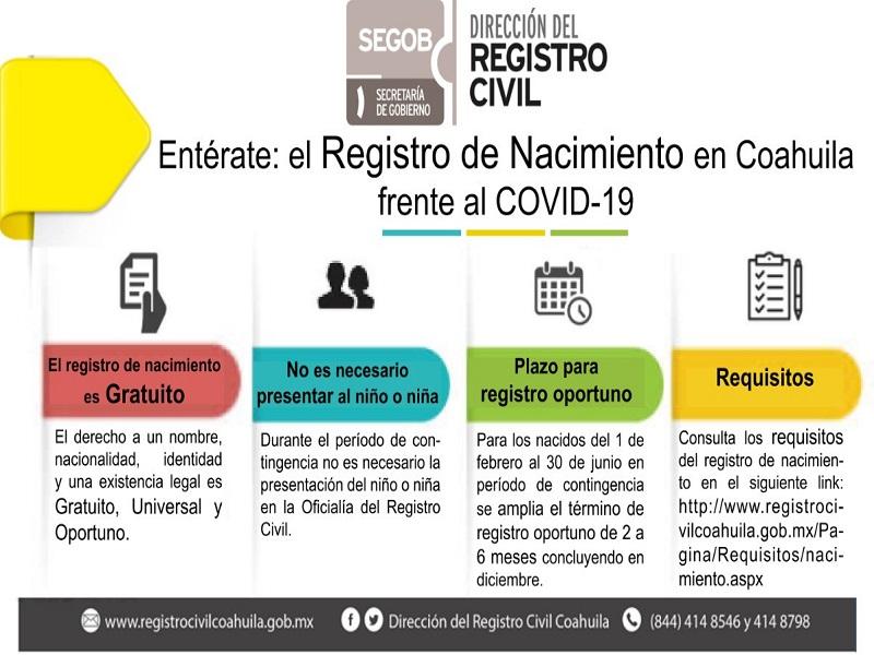 Amplía Coahuila plazo para el registro de recién nacidos