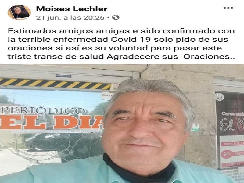Intuban al regidor Mois&eacute;s Lechler, contin&uacute;a grave en el &aacute;rea COVID del Hospital General