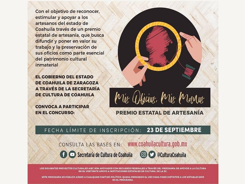 Invita Coahuila a participar en el Premio Estatal de Artesanía y en el Programa de Territorio Escénico