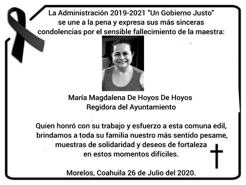Falleci&oacute; por coronavirus la regidora de Morelos, Magda de Hoyos