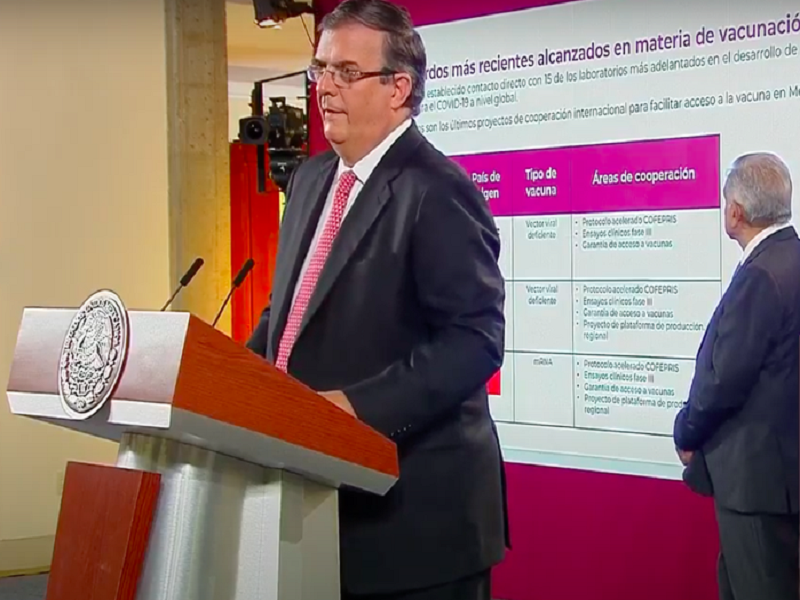 Se une M&eacute;xico a otros tres proyectos de vacuna contra Covid-19, se realizar&aacute;n ensayos de la fase 3: Ebrard