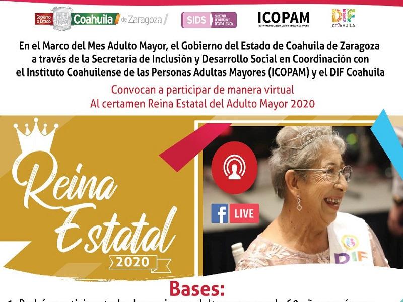 Convoca Coahuila al certamen Reina Estatal del Adulto Mayor 2020