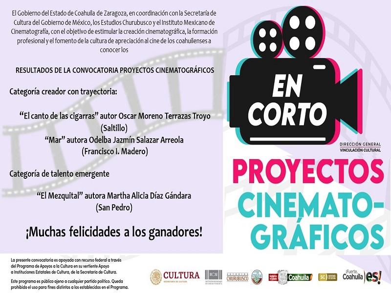 Cultura Coahuila anuncia a ganadores de concurso cinematográfico