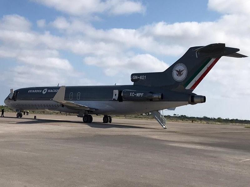 Arriba a Piedras Negras un avi&oacute;n Boeing 727-200 perteneciente a la Guardia Nacional 