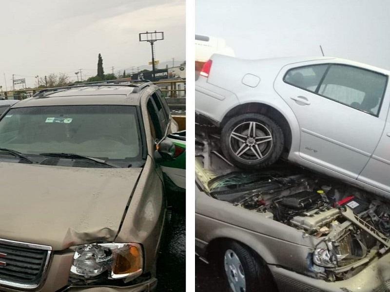 Lluvia provoca carambola de 10 autos en Torre&oacute;n