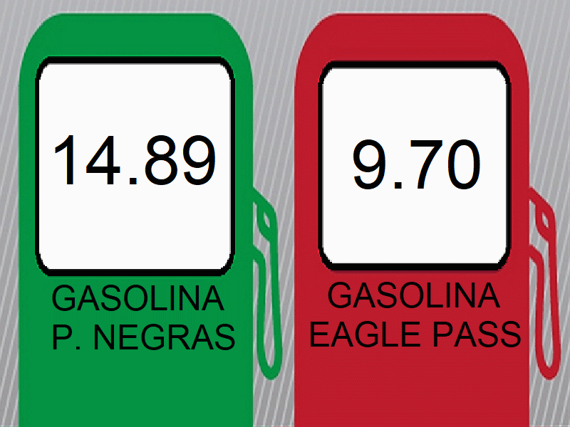 De más de 5 pesos la diferencia entre la gasolina de Eagle Pass y Piedras Negras 