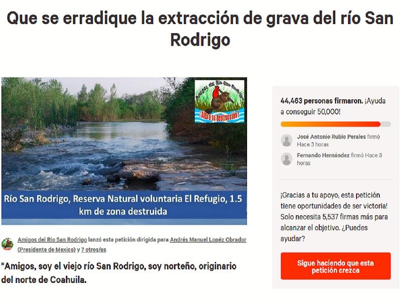 Supera las 44 mil firmas petici&oacute;n para que se erradique la extracci&oacute;n de grava del r&iacute;o San Rodrigo