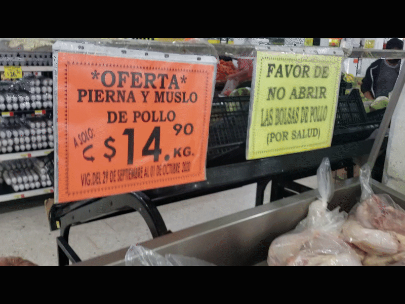Cuesta menos de 15 pesos un kilo de pollo