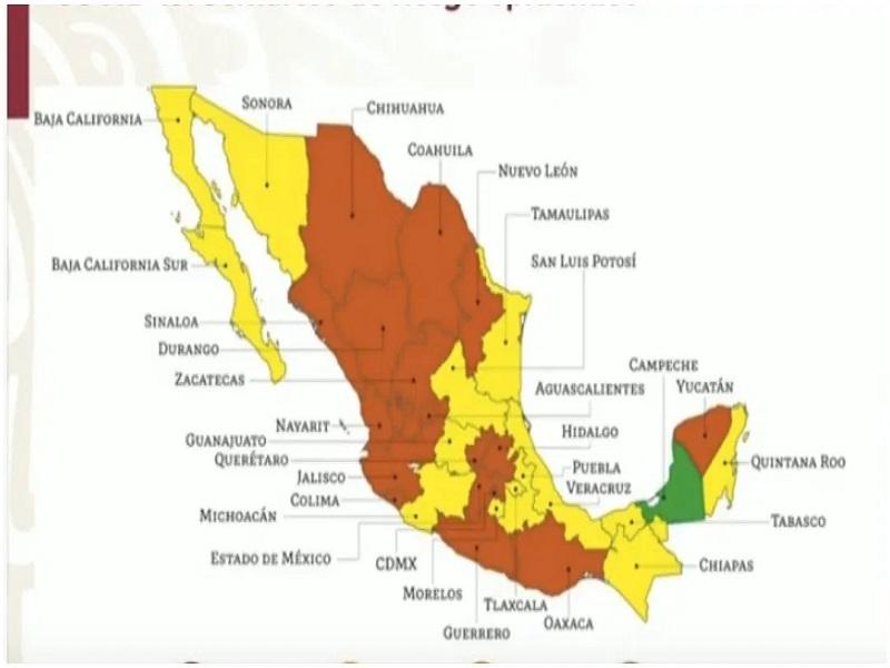 Coahuila y otros 16 estados en semáforo naranja; 14 en amarillo y solo Campeche en verde: Salud