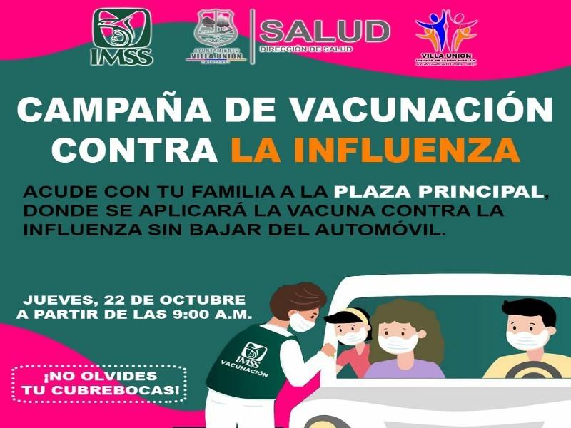 Aplicarán vacuna contra la influenza en Villa Unión