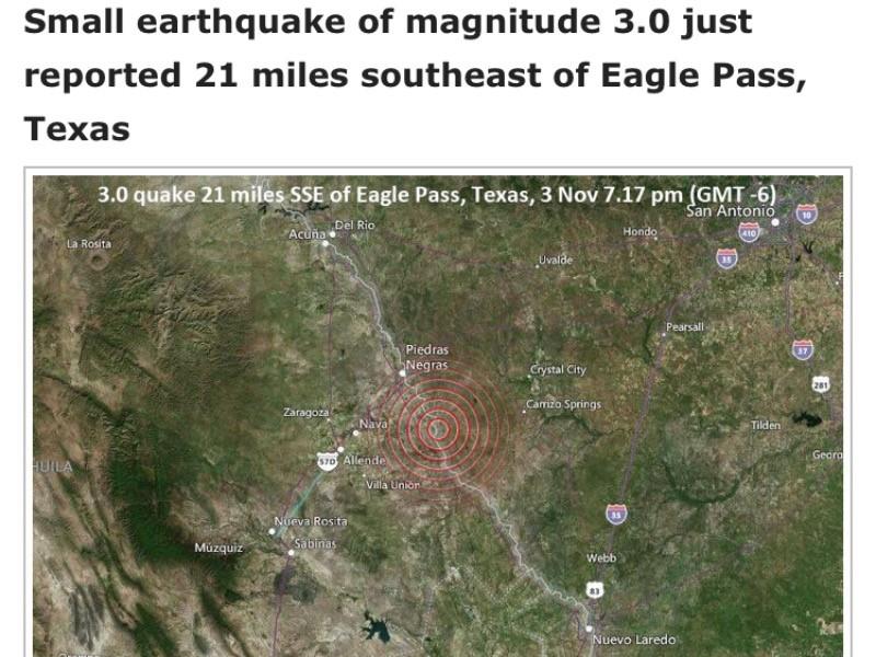 Sorprende sismo de 3.0 en la población de El Indio, Texas, cerca de Guerrero, Coahuila