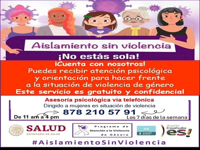 Ofrecen atenci&oacute;n v&iacute;a telef&oacute;nica para mujeres violentadas durante la pandemia