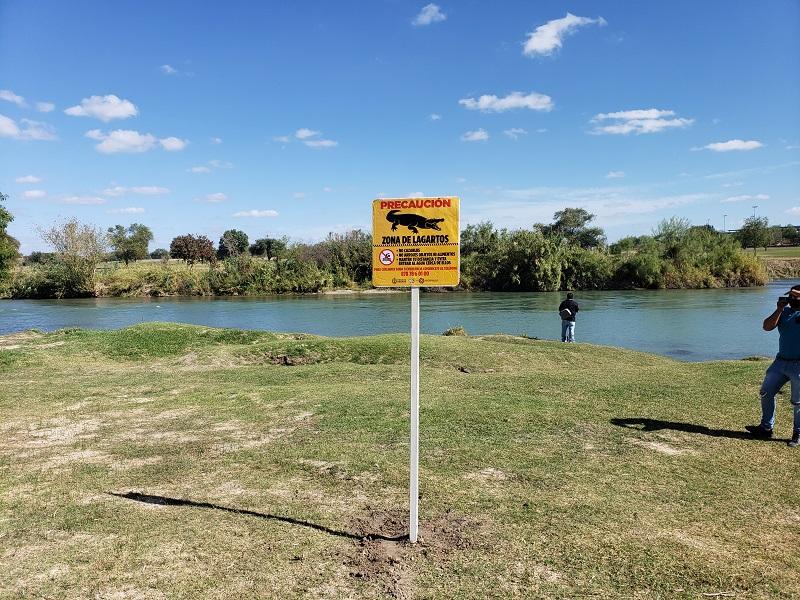 Instala Protecci&oacute;n Civil municipal se&ntilde;alamientos de presencia de largatos en el R&iacute;o Bravo (video)
