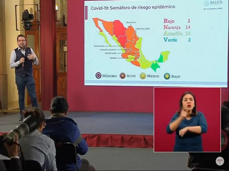 Chiapas es el segundo estado en sem&aacute;foro verde, Coahuila est&aacute; en naranja y Chihuahua y Durango siguen en rojo
