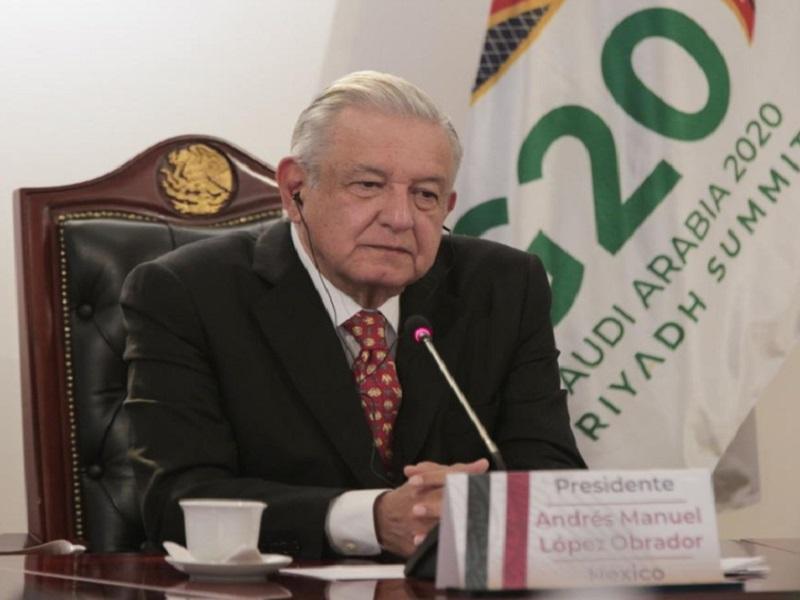 Pide AMLO a líderes del G-20 no recurrir a medidas restrictivas para combatir la pandemia 