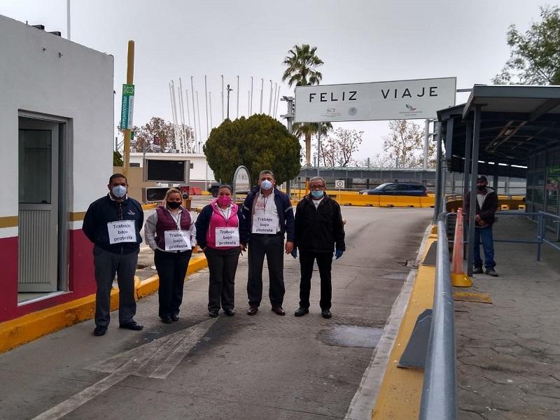 Personal sindicalizado de CAPUFE en Piedras Negras se suma a protesta nacional