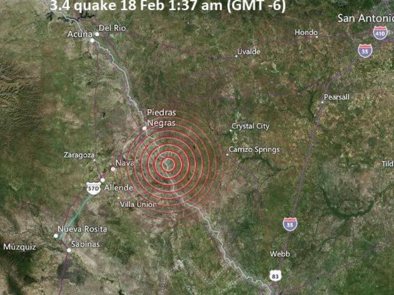 Reportan temblor en la población de El Indio al sur de Eagle Pass, cerca de Guerrero