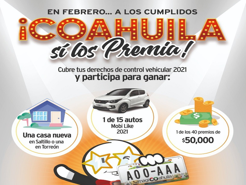 En febrero Coahuila premia a los contribuyentes cumplidos