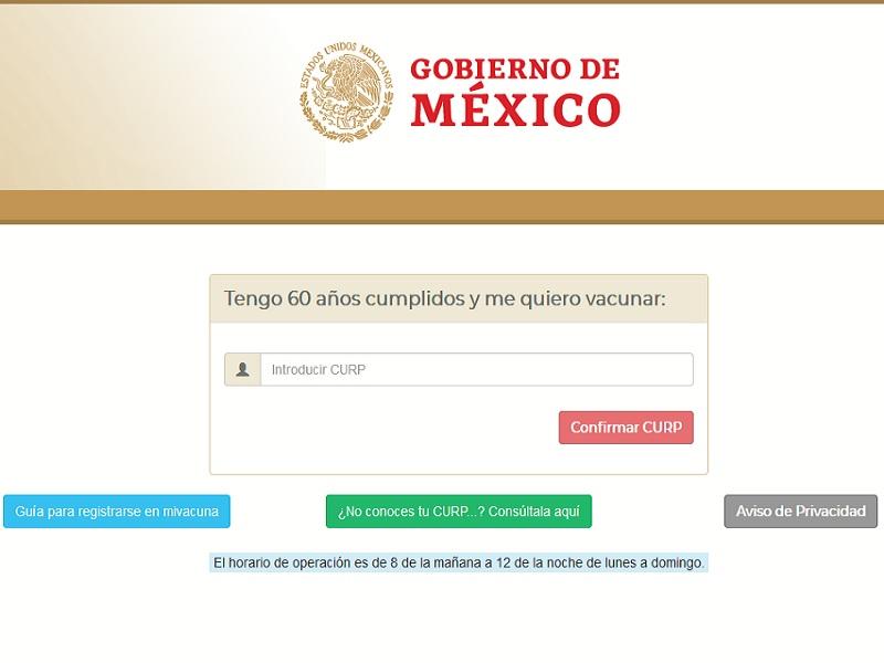 Restablecen p&aacute;gina para registro de adultos mayores que quieran vacunarse contra el Covid-19